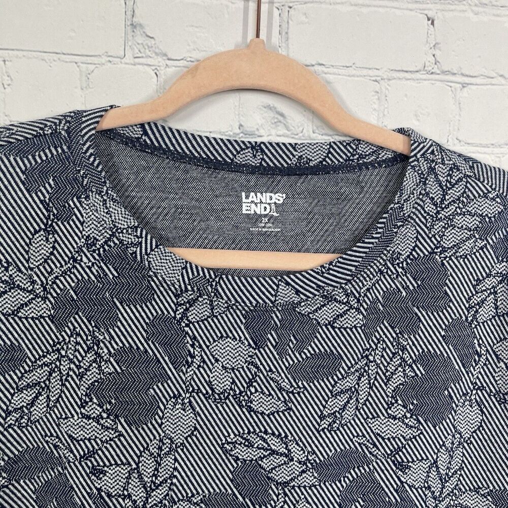 Land's End Thermal Shirt Women 2X Gray Floral Pullover Stretch Soft Cottage Cozy - Picture 4 of 12